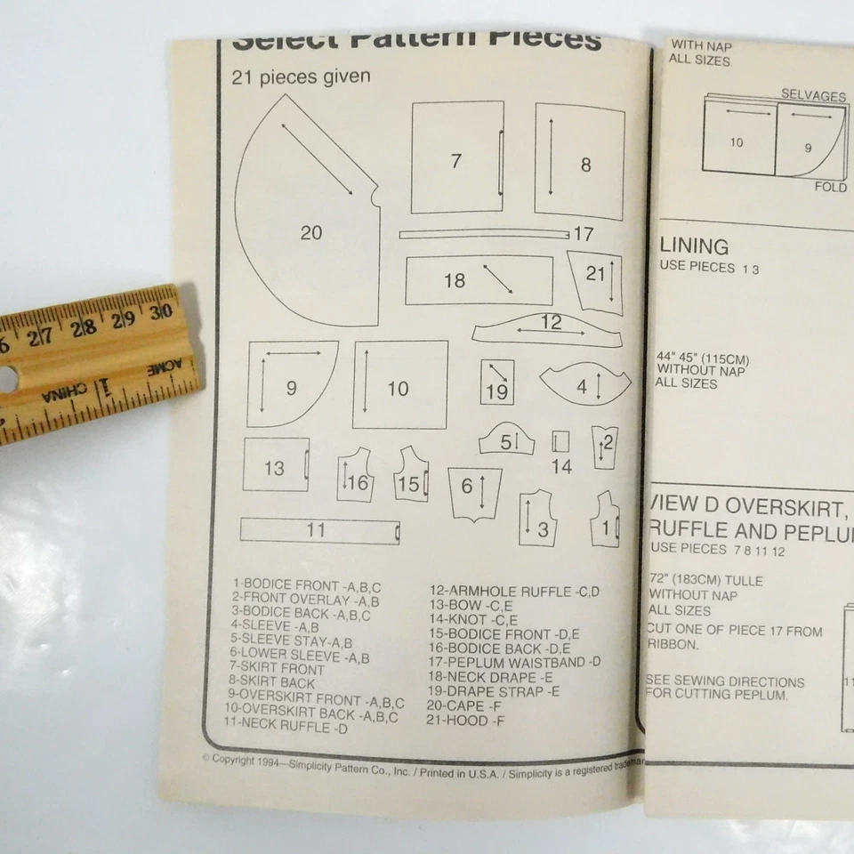 Simplicity 9089 Child Costume Princess Bride Pattern Size 2-6 Uncut Fairytale - Image 4 of 4