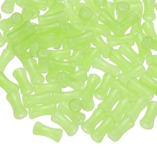 100 Pcs Glass Tube Beads, 6x12mm Bamboo Stick Tube Beads, Green