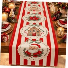 Christmas Table Runner, Santa Gingerbread, 13 x 72 Inch Christmas Decor