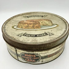 Antique 1920s Ward’s Paradise Fruit Cake Advertising Tin 5 lb Round Baking Co