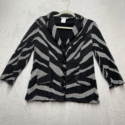Alberto Makali Mesh Overlay Blazer Women Large Beaded Party Theatre Artsy Whimsy