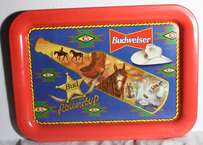 BUDWEISER Round-Up Beer Tray Vintage 1996 Nice!