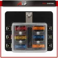 Automotive 6 Way Car Boat Fuse Box Block Holder Panel With LED Warning Indicator