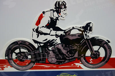 本物　未使用 GOODYEAR Motorcycle tires 琺瑯看板 Lot 134 - A rare pictorial enamel advertising sign,