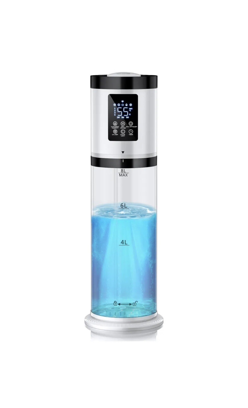 Humidifier, and Essential Oil Diffuser, UV Germ Killer, 8L Tank, 7 Color LED