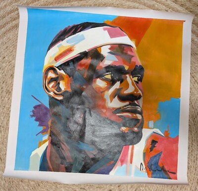 Original Painting of Lebron James Hand-Signed by Artist Dr. Hide COA