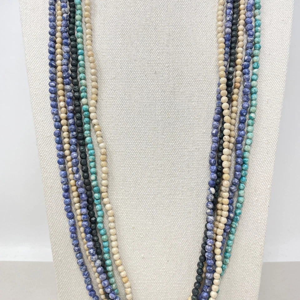 Stone Beads 6 Continuous Strands Necklaces  Blue Coastal Craft or Ready to Wear - Image 3 of 4