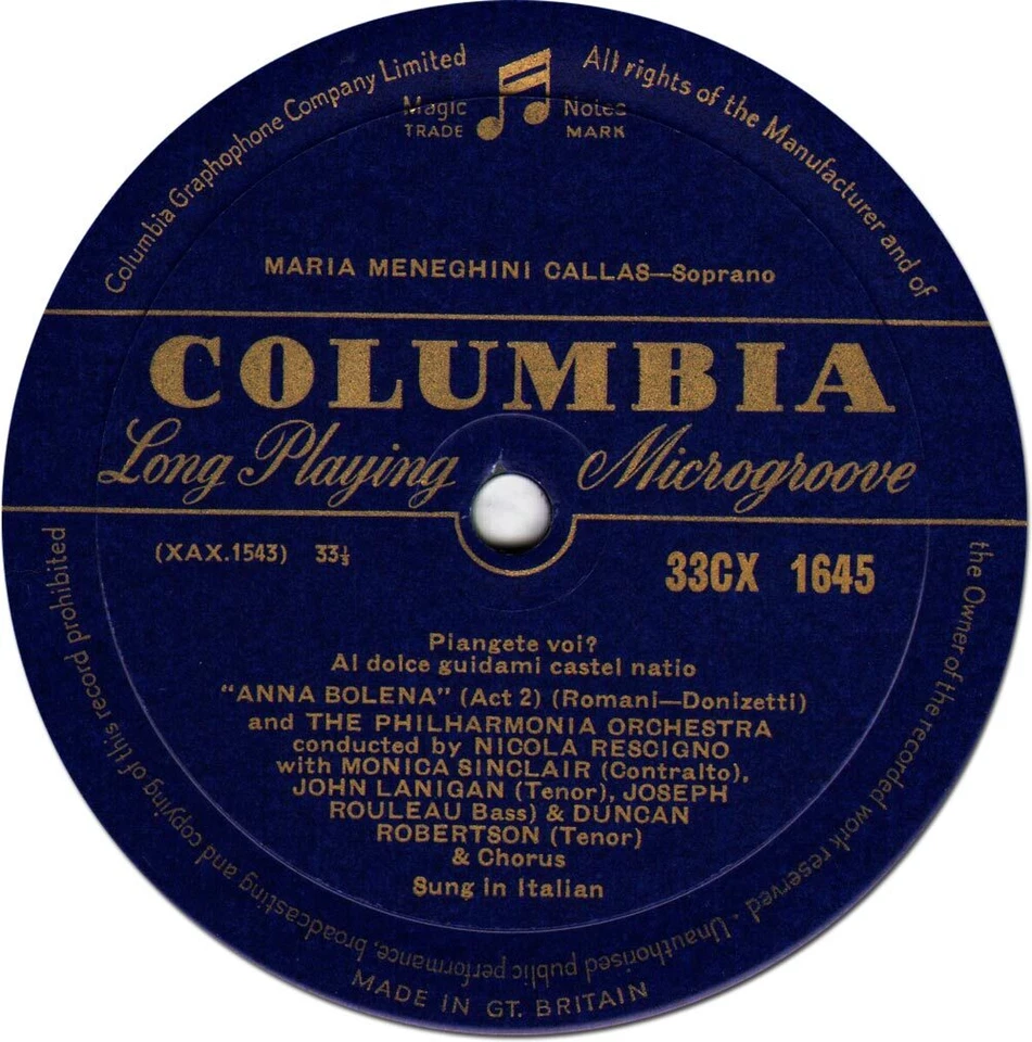 CALLAS In Mad Scenes DONIZETTI THOMAS BELLINI Columbia 33CX-1645 1N/1N Stampers - Image 3 of 3