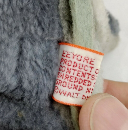 Eeyore Plush Walt Disney Prod Stuffed w/Nut Shells & Clippings Korea VTG 7" Rare - Picture 8 of 8