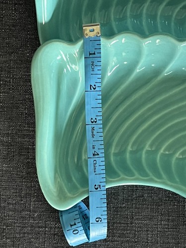 2er Set Vintage Maddux of California Keramik blau blattförmiges Geschirr 3066 10" - Bild 3 von 6