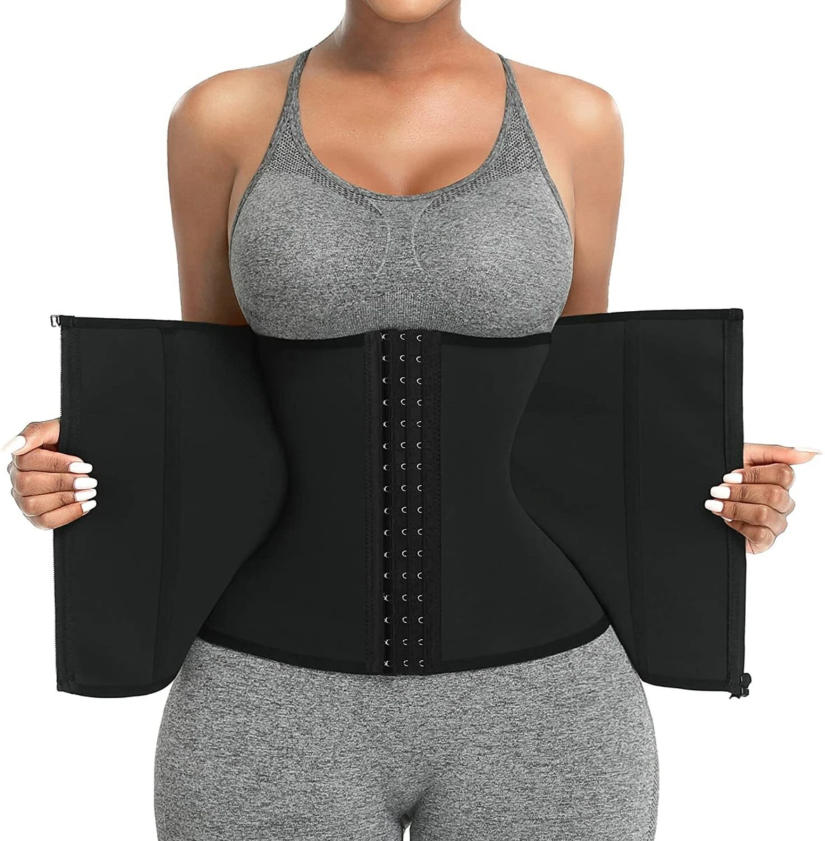 FeelinGirl Waist Trainer for Women Workout with Zip&Hook Waist Cincher  Corset S