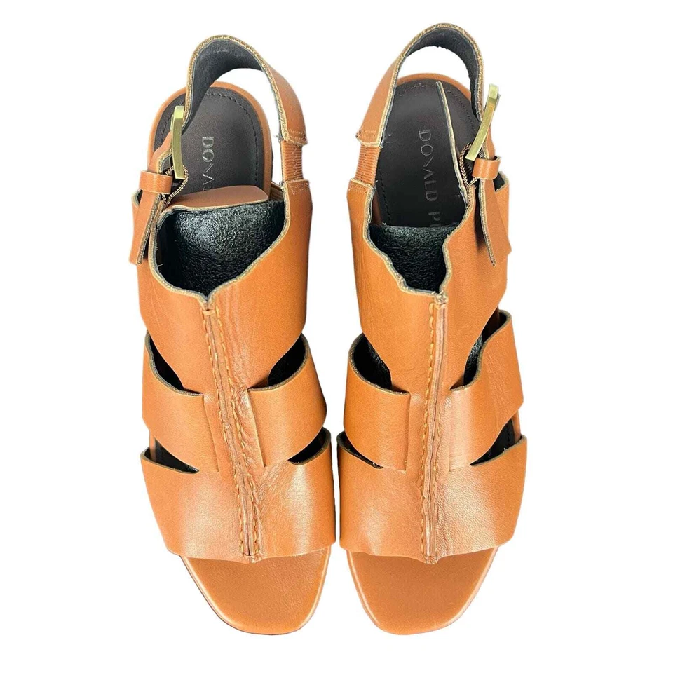 SANDALIA DONALD PLINER GENEVA TACÓN BLOQUE CUERO MARRÓN NUEVA SIN CAJA MUJER TALLA 9.5 Foto 2 de 4