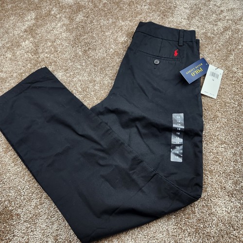 Polo Ralph Lauren Black Straight Leg Chino Pants Youth Boys Size 16 28x28 New Ta