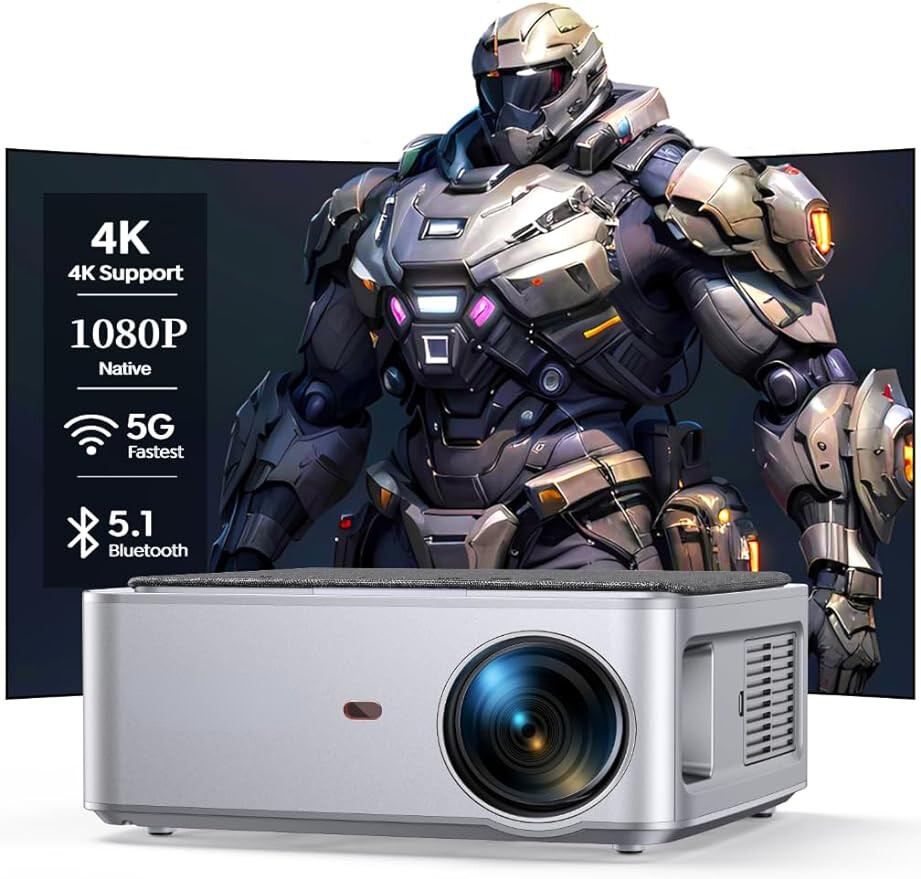 4K Mini Projector 18000 Lumen LED UHD 1080P WiFi Bluetooth Portable Home Theater-image