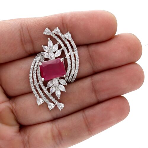 Ruby Cubic Zirconia Wind Flow Wedding Ring , Exclusive Design Women Jewelry - Afbeelding 1 van 8