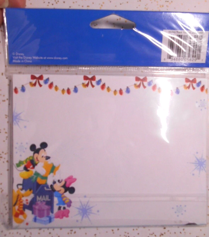 10 Disney Christmas MICKEY & MINNIE MOUSE Fold-over w/Seals Notecards THANK YOU - Image 2 of 4