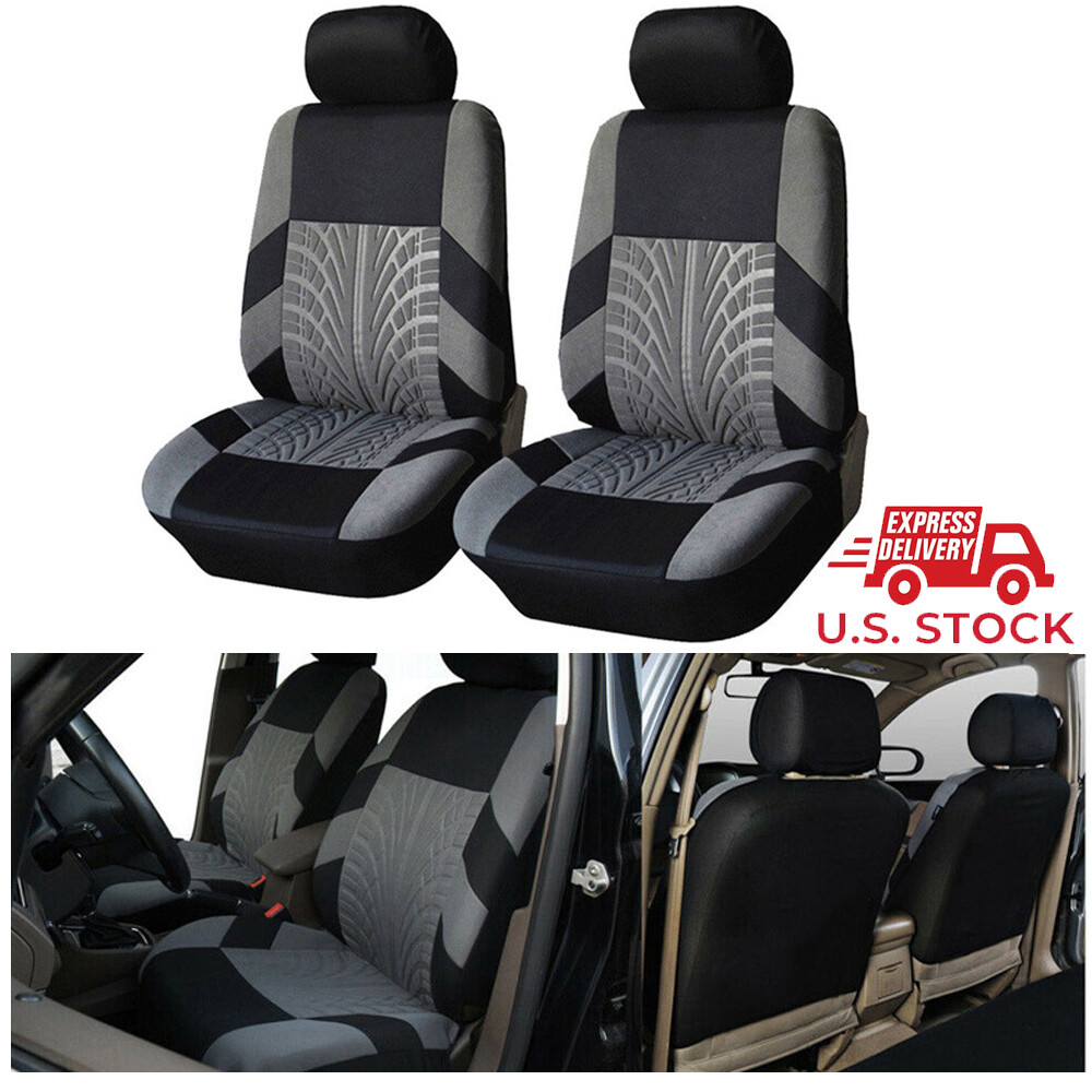 For Toyota Car Truck Seat Covers for Front 2 Seats Set - Black Gray Cloth USA