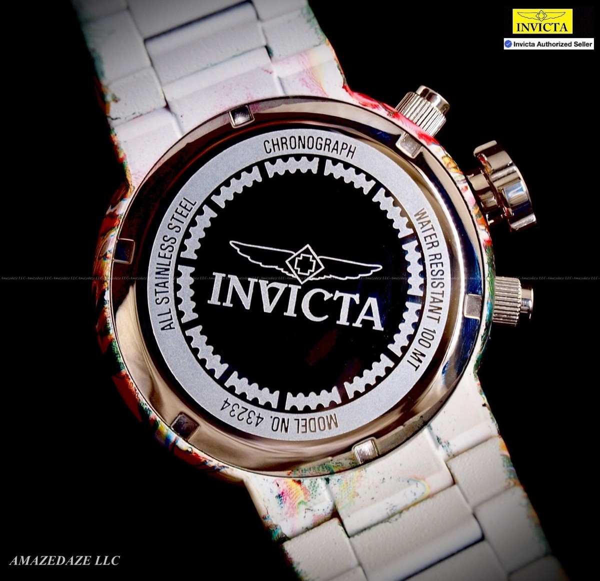 Invicta クロノグラフ 腕時計 Invicta Mens BOLT 52mm Chronograph Black Dial Black/ Green