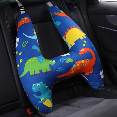 Kids Car Seat Belt Pad - Dinosaur Plush Shoulder Pillow With Fastening Tape (Left Side)