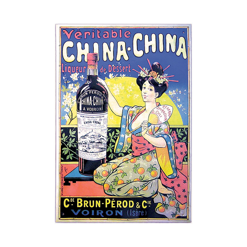 Plaque métal China-China décorative plate avec relief de dimension 27 x 38 cm