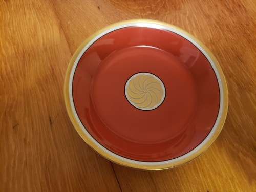 Fitz and Floyd Terra Cotta Orange Medallion d'Or 6 Cups and Saucers - Picture 5 of 7