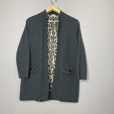 Chico  s Leopard Print Metallic 3/4 Sleeve Cardigan Women  s Size 2 L 