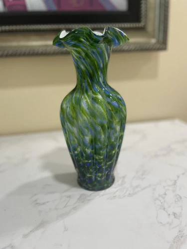 Fenton Blue Green Aventurine Vasa Murrhina 11" Vase 1964-1968