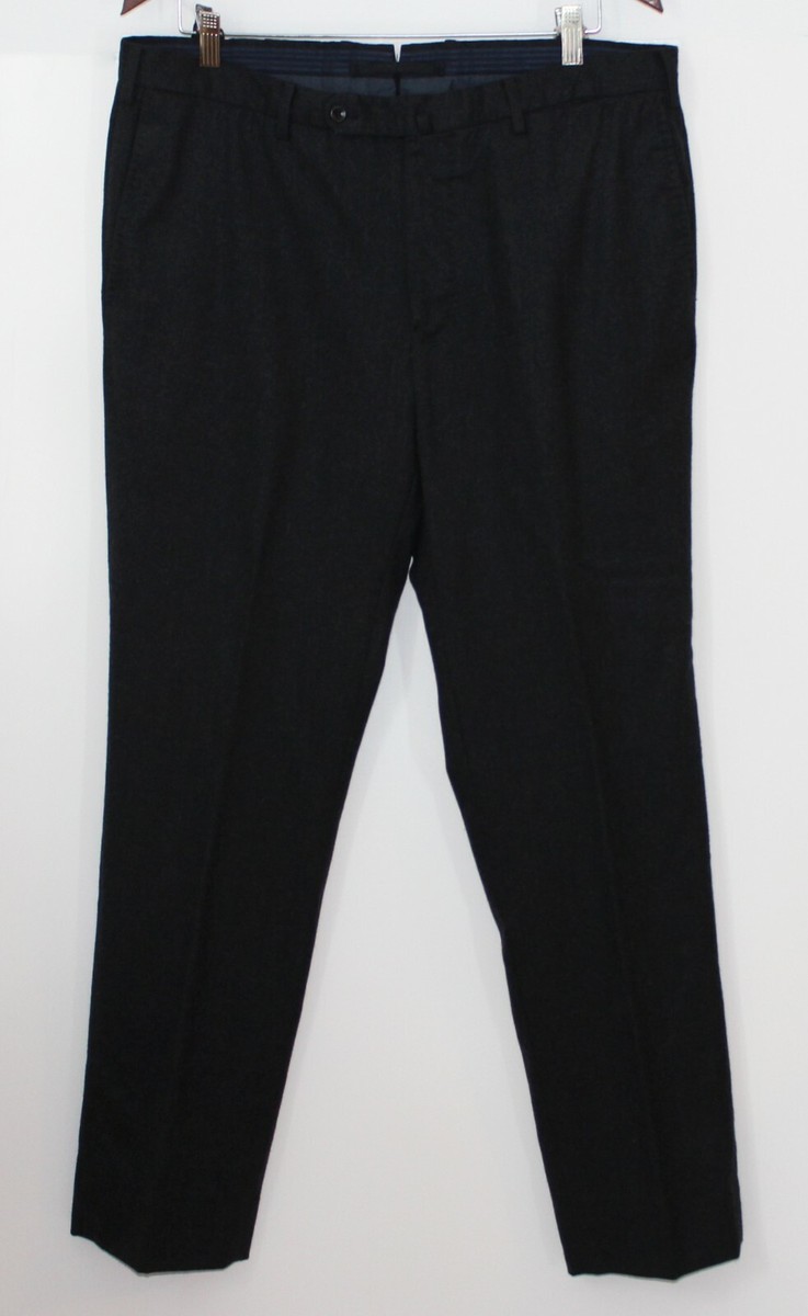 Incotex Super 120s Grey Flannel Wool Pants Flat Front Pattern B