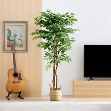 59in/71in Tall Artificial Banyan Tree Fake Potted Faux Tree w/pot Indoor Outdoor