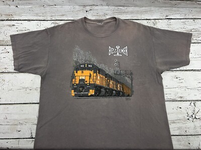 The Bessemer Route Railroad RR Train Graphic Front Men's Gray Distressed T-Shirt