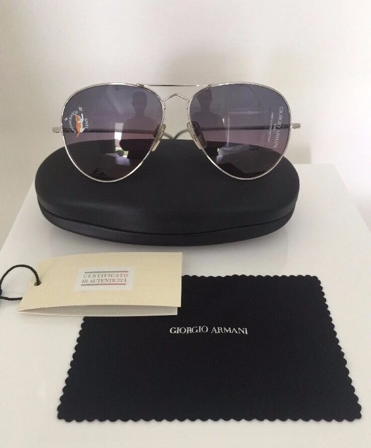 Vintage Giorgio Armani Sunglasses GA 615 Large Aviator C. Silver Gradient Lenses