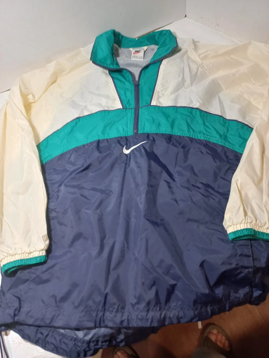 Vintage 90s Nike 1 4 Zip Windbreaker Jacket Large 3 Color Center Swoosh Nylon