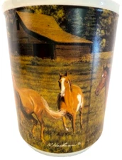 "Pony Pasture"  Cypress Ceramic Horse/Barn Country Farmhouse 6.5 " Utensil Crock