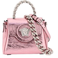 Versace La Medusa Pink Metallic Top-Handle Bag NEW