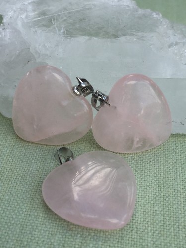 Rose Quartz Heart Pendant Shaped Gemstone Specimen Reiki Healing Crystal Healing - Picture 4 of 10