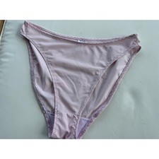 Vintage 90s High Cut Bikini Panties Lavender Pink Zig Zag Stitch Women Size M/6