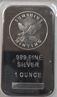 Sunshine Minting 1 oz .999 Fine Silver Bar 1 Ounce Total Precious Metal Content