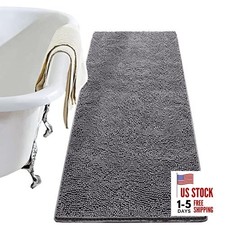 Luxury Bathroom Rug Shaggy Bath Mat 24 x 60 Inch, Washable Non 24''x60'' Grey