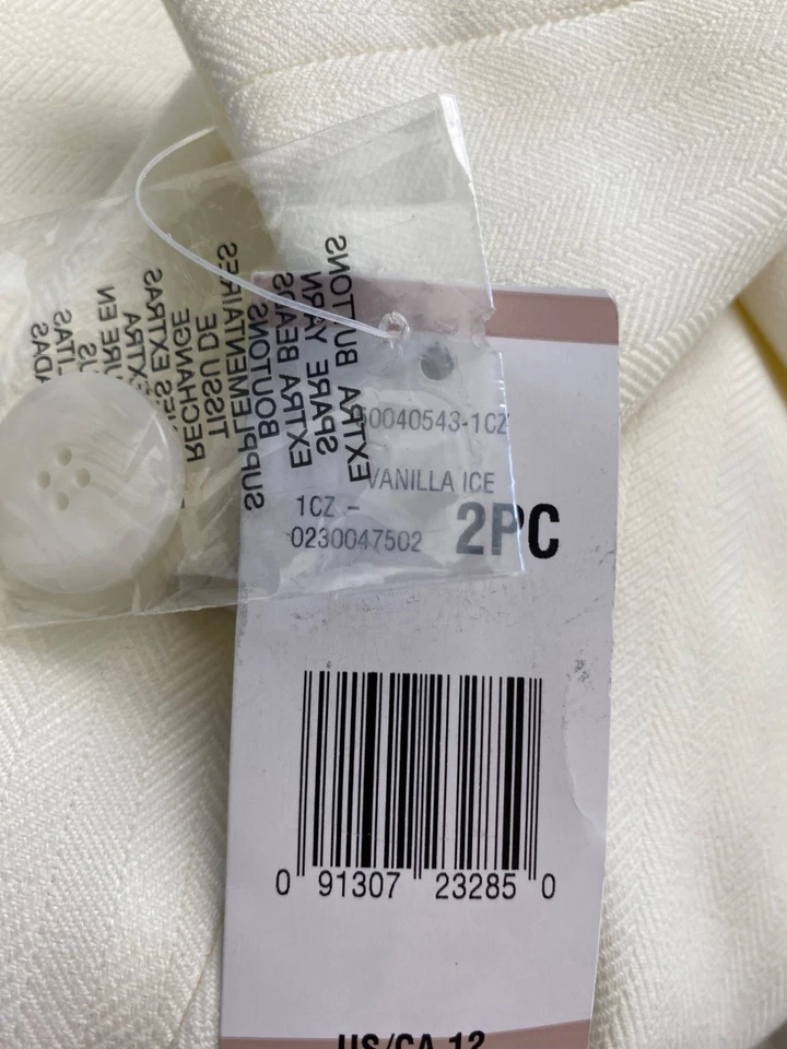 Traje pantalón Le Suit para mujer cuello muesca dos botones 2 piezas vainilla hielo talla 12 nuevo con etiquetas Foto 3 de 3