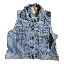 Vtg 90s Levi s Denim Vest Jacket Womens Size Large L Cotton 77708-6120 Western