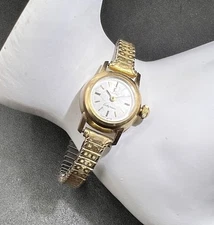 Vintage 14K Gold Filled Omega Ladymatic Wristwatch, Works, 10K Gold Filled Band