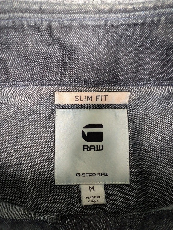 G Star Raw CPO Slim Denim Shirt Mens Medium Dark Wash Long Sleeve Military - Image 3 of 4