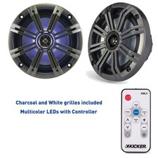 Kicker 6.5" KM Series Marine Speaker Bundle 41KM654LCW with 41KMLC LED Remote
