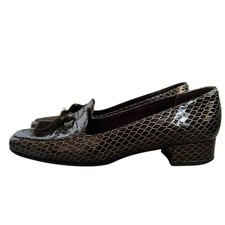 Selby Brown Croc Embossed Tassel Pumps 8.5 2A Narrow Vintage Spain