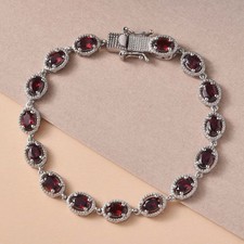 11.0ct Natural Oval Garnet Bracelet for women And Girls in sterling Silver.
