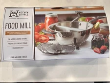 Food Mill Includes Three stainless Steel Grinding Discs