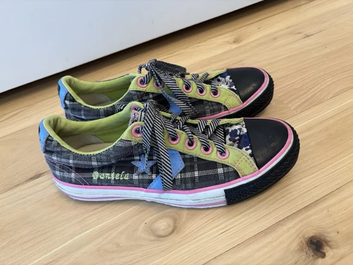 Sneakers basse Converse All Star donna 7 5 tela rosa fluo a quadri personalizzate