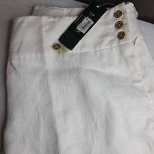 NWT Lauren Ralph Lauren "The Cliffs" Ivory 100 Linen Wide Leg Pants Size 16W