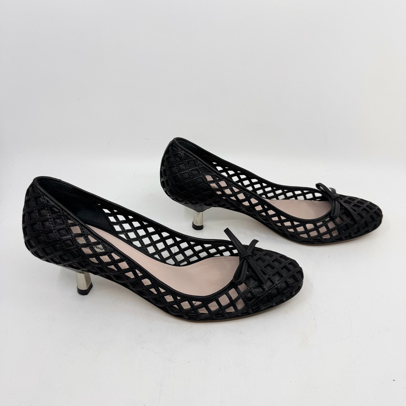 MIU MIU Black Laser-Cutout Ballet Kitten Heel Pum… - image 2