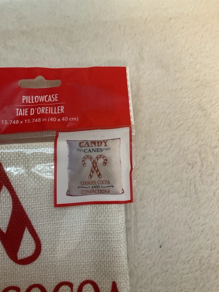 JUEGO DE 2 FUNDAS DE ALMOHADA NAVIDEÑAS ROJAS Y CREMA 15 X15 PULGADAS NUEVAS Foto 3 de 4